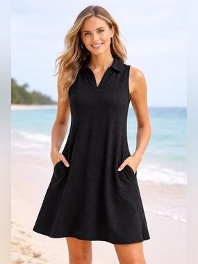 Susan Graver swim cover dress size small black